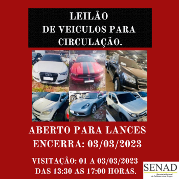 LEILÃO N° 002/2023 DE VEÍCULOS USADOS DESTINADOS CIRCULAÇÃO - SENAD/CRL/PF - OUTROS CRIMES - LEI 9.613
