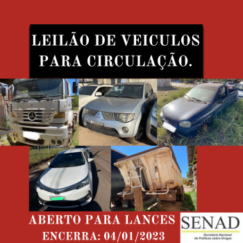 LEILÃO N° 014/2022 DE VEÍCULOS CONSERVADOS DESTINADOS CIRCULAÇÃO - SENAD/CPAAB - LEI N.11.343