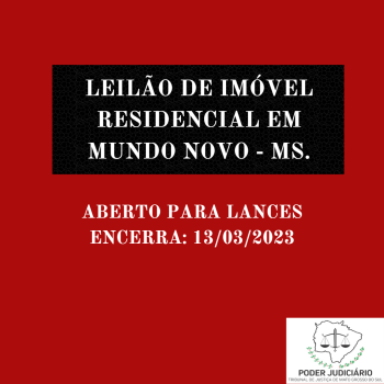 1 IMOVEL RESIDENCIAL NA CIDADE DE MUNDO NOVO - MS