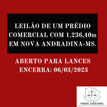 01 PRÉDIO COM ÁREA TOTAL 1.236,40 M, SITUADO A RUA MELVIN JONES EM NOVA ANDRADINA - MS.