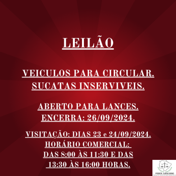 LEILÃO 087/2024 DE VEÍCULOS APREENDIDOS EM AÇÕES PENAIS