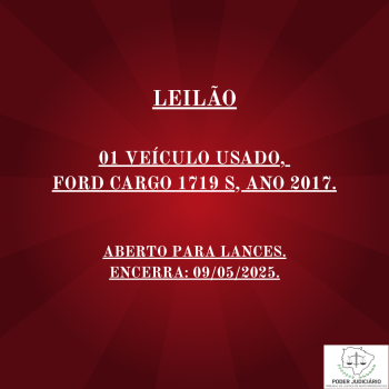 01 VEÍCULO USADO, FORD CARGO 1719 S, ANO 2017.