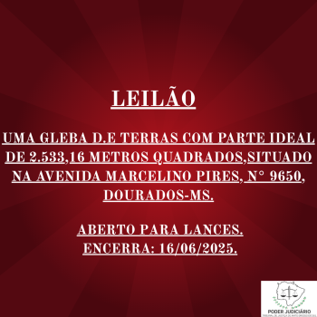 UMA GLEBA DE TERRAS COM PARTE IDEAL DE 2.533,16 METROS QUADRADOS,SITUADO NA AVENIDA MARCELINO PIRES, N° 9650, DOURADOS-MS