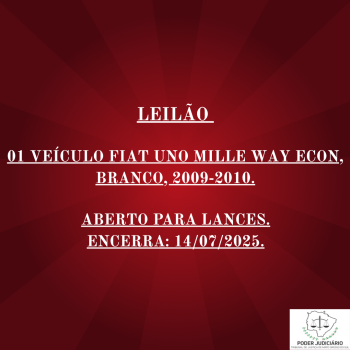 01 VEÍCULO FIAT UNO MILLE WAY ECON, BRANCO, 2009-2010, PLACA HTJ-7820