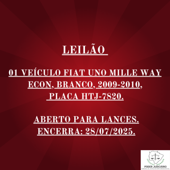 01 VEÍCULO FIAT UNO MILLE WAY ECON, BRANCO, 2009-2010, PLACA HTJ-7820