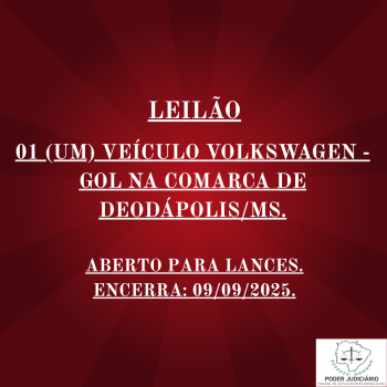 01 VEÍCULO VOLKSWAGEN - GOL EM DEODÁPOLIS-MS