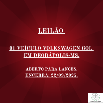 01 VEÍCULO VOLKSWAGEN - GOL EM DEODÁPOLIS-MS