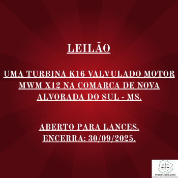 UMA TURBINA K16 VALVULADO MOTOR MWM X12 NA COMARCA DE NOVA ALVORADA DO SUL - MS