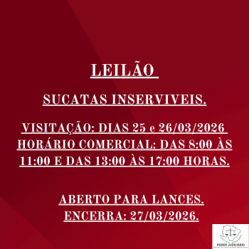 LEILÃO 026/2026 DE VEÍCULOS APREENDIDOS EM AÇÕES PENAIS - PODER JUDICIÁRIO DO ESTADO DE MATO GROSSO DO SUL.