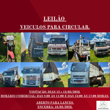 LEILÃO 043/2026 DE VEÍCULOS APREENDIDOS EM AÇÕES PENAIS - PODER JUDICIÁRIO DO ESTADO DE MATO GROSSO DO SUL.