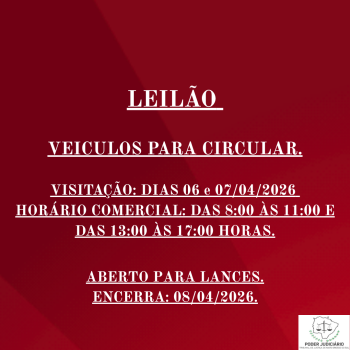  LEILÃO 024/2026 DE VEÍCULOS APREENDIDOS EM AÇÕES PENAIS - PODER JUDICIÁRIO DO ESTADO DE MATO GROSSO DO SUL.