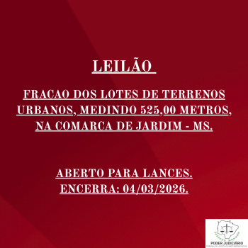 FRACAO DOS LOTES DE TERRENOS URBANOS, MEDINDO 525,00 METROS, NA COMARCA DE JARDIM - MS