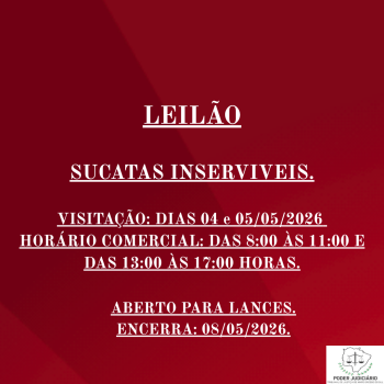 LEILÃO 047/2026 DE VEÍCULOS APREENDIDOS EM AÇÕES PENAIS - PODER JUDICIÁRIO DO ESTADO DE MATO GROSSO DO SUL.