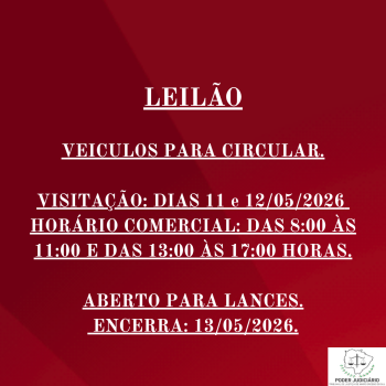 LEILÃO 048/2026 DE VEÍCULOS APREENDIDOS EM AÇÕES PENAIS - PODER JUDICIÁRIO DO ESTADO DE MATO GROSSO DO SUL.