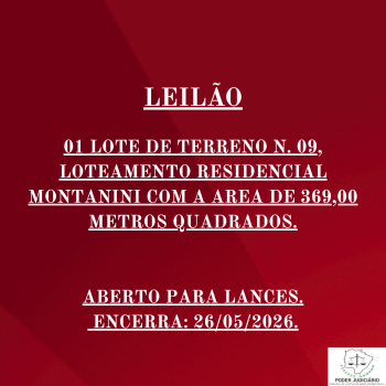 01 LOTE DE TERRENO N. 09, LOTEAMENTO RESIDENCIAL MONTANINI COM A AREA DE 369,00 METROS QUADRADOS