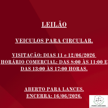LEILÃO 069/2026 DE VEÍCULOS APREENDIDOS EM AÇÕES PENAIS - PODER JUDICIÁRIO DO ESTADO DE MATO GROSSO DO SUL.