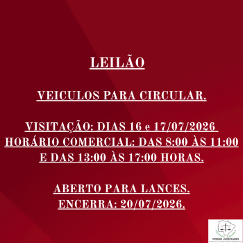 LEILÃO 108/2026 DE VEÍCULOS APREENDIDOS EM AÇÕES PENAIS - PODER JUDICIÁRIO DO ESTADO DE MATO GROSSO DO SUL.