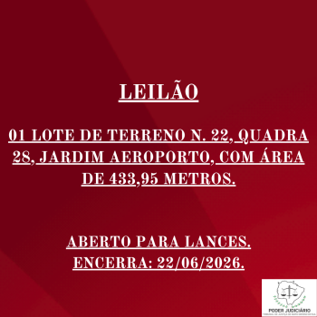 01 LOTE DE TERRENO N. 22, QUADRA 28, JARDIM AEROPORTO, COM ÁREA DE 433,95 METROS