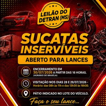 LEILÃO 2026000000408 DE SUCATAS INSERVIVEIS DE VEÍCULOS - DETRAN/MS - RES. 623/2016 - CONTRAN